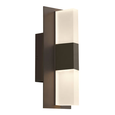 Bronze modern outdoor LED wall sconce, IP65 rated, 12 inch Lyft model