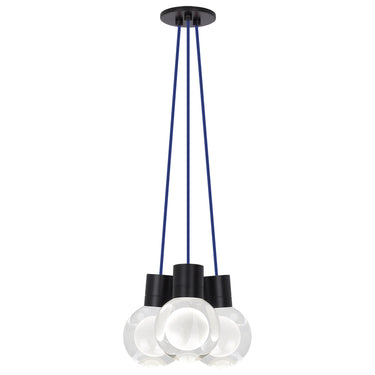 Mina Black Finish Minimalist Tri-Light Chandelier - LED Kitchen Island Pendant