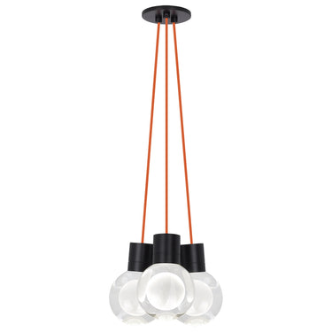 Black Mina Chandelier - Dimmable 3-Light Pendant for Modern Interiors
