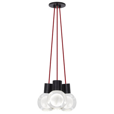 Black Open Frame Mina Chandelier - 3-Light Fixture for Sloped Ceilings