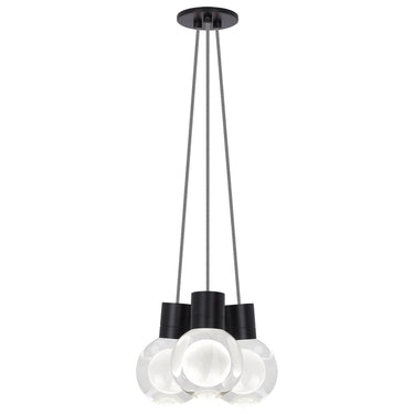 Modern Black Geometric Chandelier - Mina 3-Bulb Pendant Light for Living Room