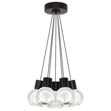 Dark finish contemporary 7-sphere crystal pendant, black Mina chandelier by Visual Comfort Modern