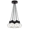 Black finish 7-light LED Mina cluster chandelier, modern crystal sphere pendant light