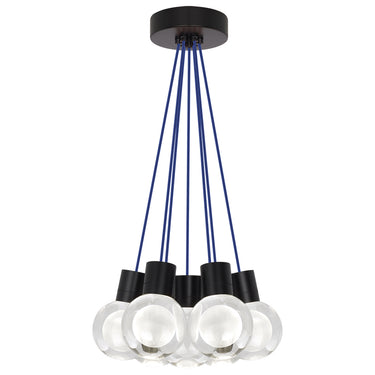 Black metal frame 7-light LED cluster, dimmable crystal orb chandelier Mina design