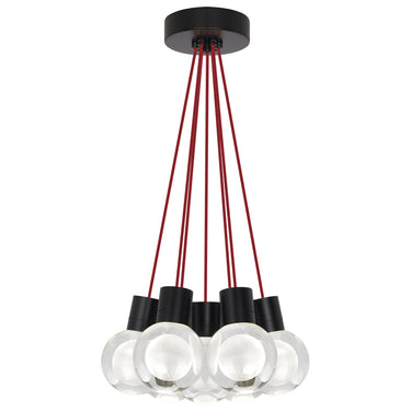 Black finish multi-sphere LED chandelier, 7-light Mina pendant for modern interiors