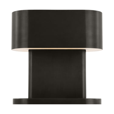 Visual Comfort 12" bronze LED lamp, integrated touch dimming for refined residential spaces.