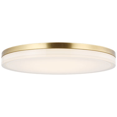 16 inch round flush mount, showing ELV/TRIAC dimming capability, light at low setting.