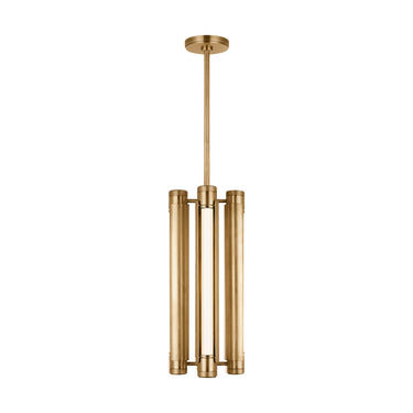 Capa 24 Inch Energy Efficient LED Pendant in Antique Brass, warm dimming kitchen island lighting.