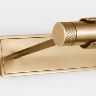 Dimmable brass picture light, 2 foot wide, long life LED art wall light, designer home decor, adjustable head.