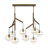 Sedona Double Chandelier with Clear Orb Glass and Aged Brass for Dining Room Lighting