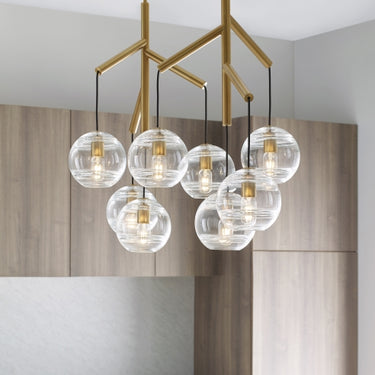 Visual Comfort Sedona Chandelier – Double Tier Clear Globe Design in Brass Finish