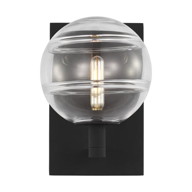 Nightshade blac wall light with orb clear glass by Visual Comfort – ideal for residential spaces
