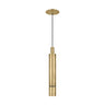 Slim brass LED cylinder pendant light for modern kitchens and commercial dining spaces