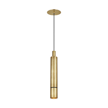 Minimalist brass hanging light fixture for residential and hospitality use