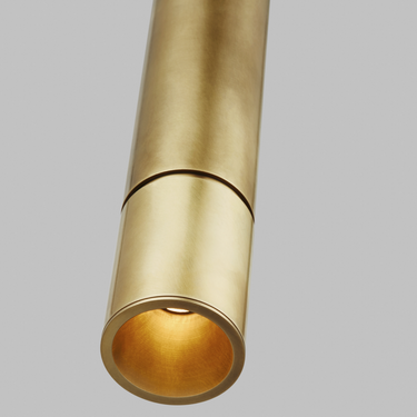 Refined brass LED pendant for living rooms, dining areas, and retail lighting