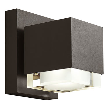 Weather-resistant 8-inch LED wall light in bronze for patio or office building