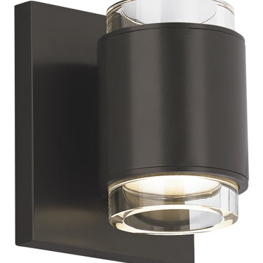 Voto round LED wall light installation, demonstrating the LED driver within the junction box and the horizontal mounting option.