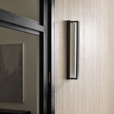 Dimmable LED wall light for modern homes and commercial properties, 24 inches tall in black