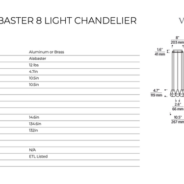 Sean Lavin's Cupola modern 8-light alabaster chandelier for sophisticated interior lighting design.