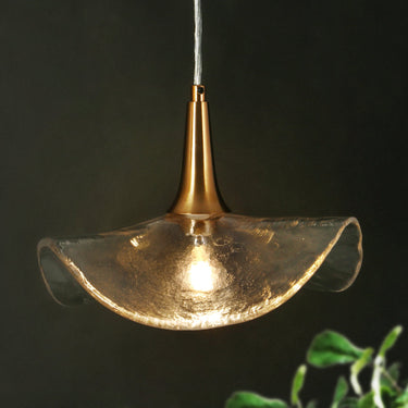 Handcrafted Glass Shade on Vitzthum Brass Pendant Light