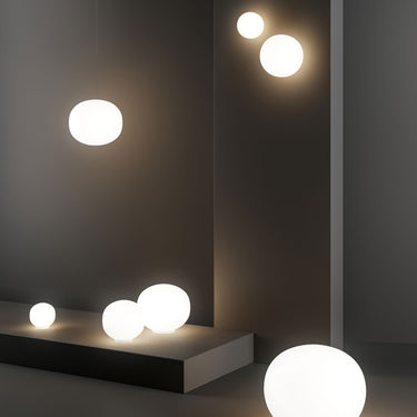 Volum Table Lamp by Lodes with blown-glass diffuser and silicone base for modern home lighting