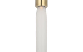 Visual Comfort Brass Volver medium LED flush mount ceiling light with etched glass shade for modern bedroom or office