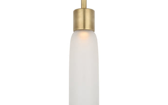 Volver small LED pendant light with brass finish and etched glass shade by Visual Comfort