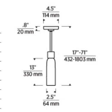 Designer small LED pendant lamp for modern interiors featuring high CRI 90 and warm 2700K lighting line drawing