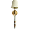 House of Troy Single brushed brass sconce with acrylic/knurled accents and fabric shade