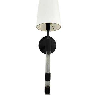 House of Troy Single black sconce with acrylic/knurled accents and fabric shade