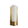 House of Troy Single brushed brass sconce with rectangular backplate and glass shade