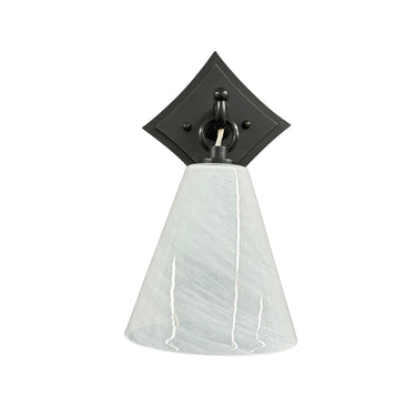 Oil Rubbed Bronze Lantern Wall Sconce with White Swirl Glass – House of Troy studio photo