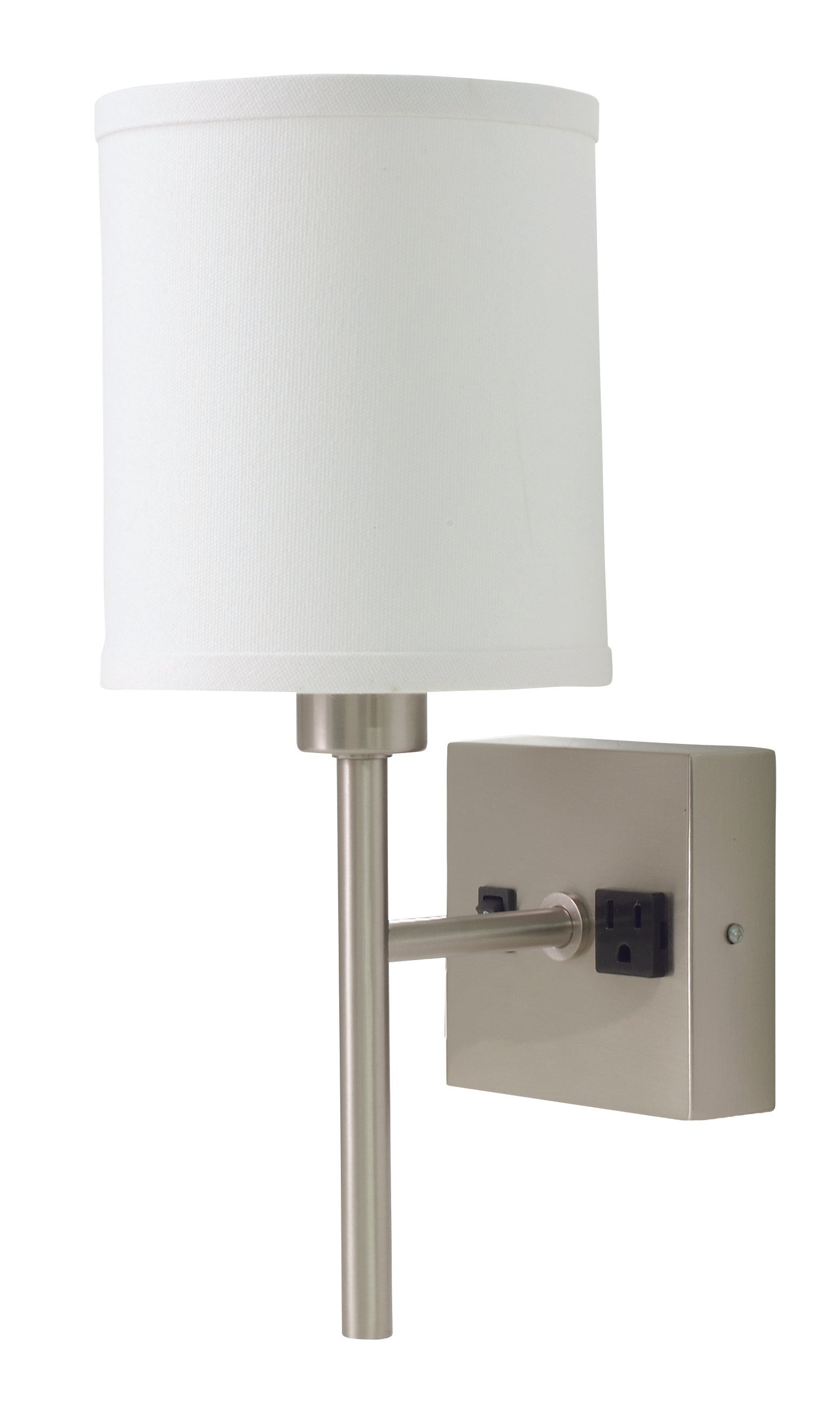 House of Troy Wall Lamp in Satin Nickel with Convenience Outlet WL625-SN