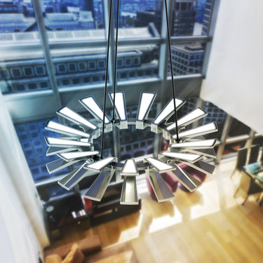 Architectural 36” Wedge Shaped LED Pendant Lighting for Residential Interiors and Commercial Spaces