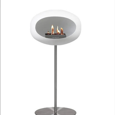 Dome White Ground Steel High Fireplace by LE FEU