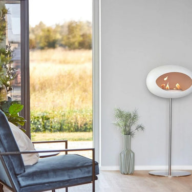 Dome White Ground Steel High Fireplace by LE FEU