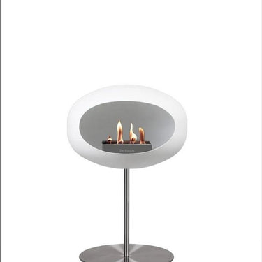 Dome White Ground Steel Low Fireplace by LE FEU
