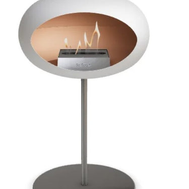 Dome White Ground Steel Low Fireplace by LE FEU