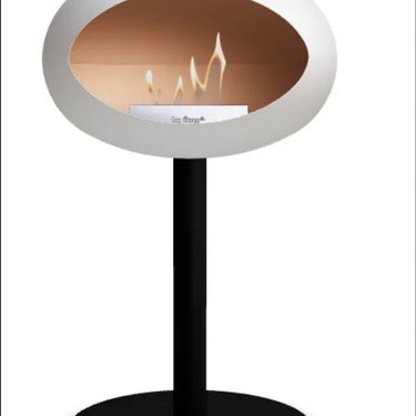 Dome White Ground Steel Low Fireplace by LE FEU