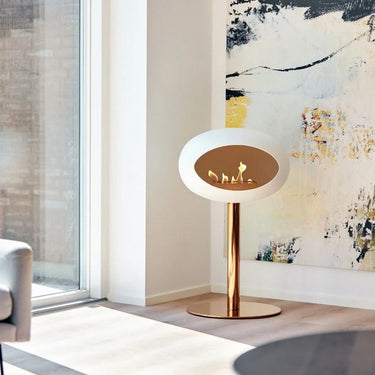 Dome White Ground Steel Low Fireplace by LE FEU