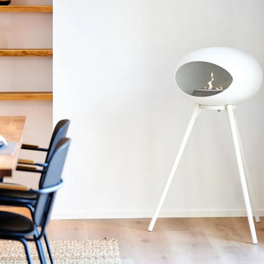 Dome White Ground Wood High Fireplace by LE FEU