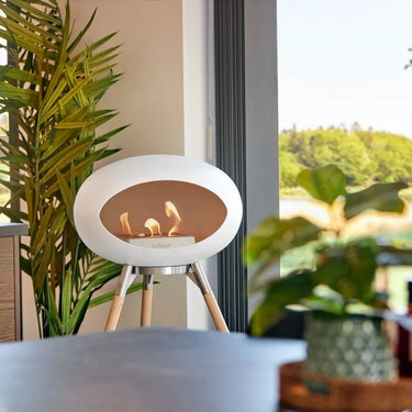 Dome White Ground Wood High Fireplace by LE FEU