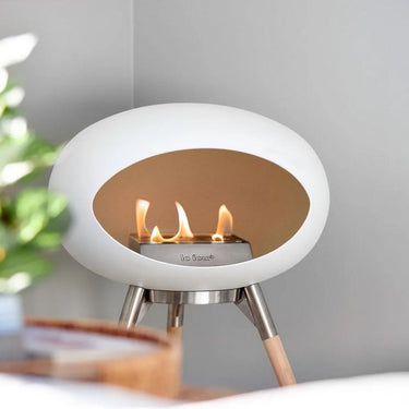 Dome White Ground Wood Low Fireplace by LE FEU