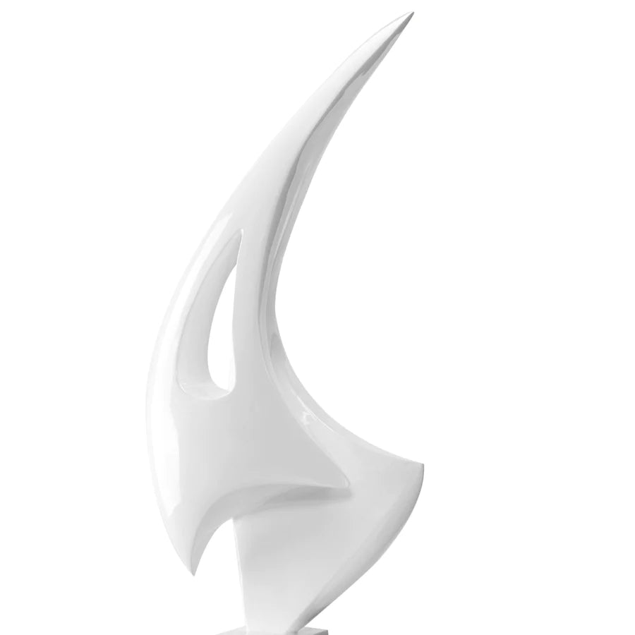Whiite Sail Floor Sculpture - 70" Tall with White Stand by Finesse Decor