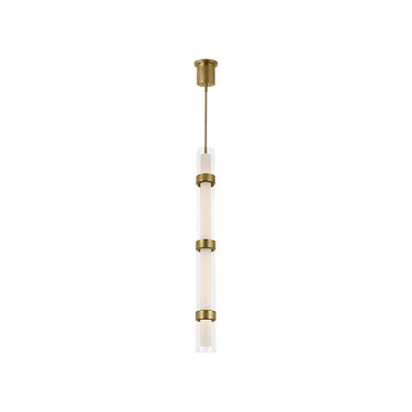 Wit 4 glass LED pendant light in black finish with four metal bands and warm white 3000K lighting