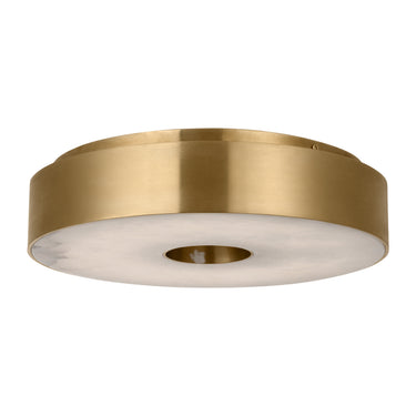Modern HRAB brass & alabaster 12" flush mount, perfect for commercial hallways and entries.