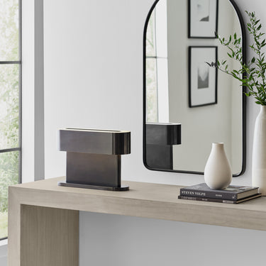 Dark Bronze minimalist table lamp, Wyllis Small Lamp, geometric modern design - Foyer Lamp