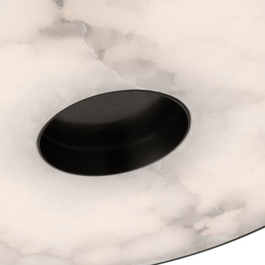 Dimmable 18" Bronze Alabaster LED flush mount; perfect for luxury residences.