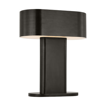 Modern dark bronze table lamp with natural alabaster diffuser, 22.3 inch height