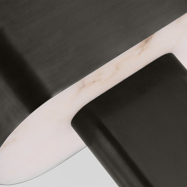 Dark bronze nightstand lamp, Wyllis Medium with long cloth cord"
alt="Close-up of dark bronze finish Wyllis table lamp, Kelly Wearstler design detail